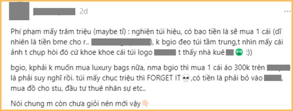 Thời đi học hồn nhiên “đốt” tiền tỷ của bố mẹ vào túi hiệu, đi làm rồi mua cái áo 300k cũng phải nghĩ- Ảnh 2.