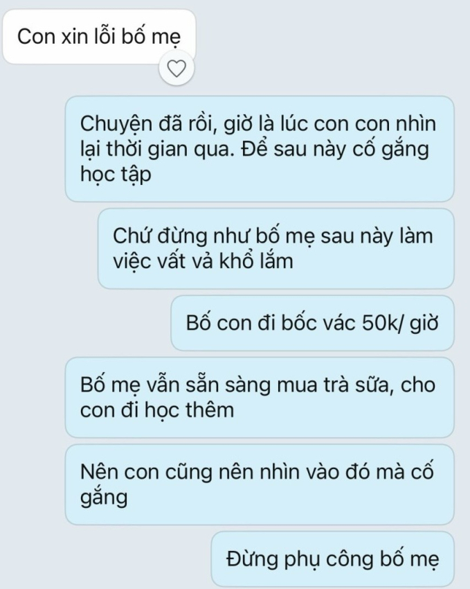 Một đoạn tin nhắn nói lên tình cảnh bối rối của nhiều gia đình sau kỳ thi lớp 10: Nếu con không đỗ, ai là người buồn hơn?- Ảnh 1.