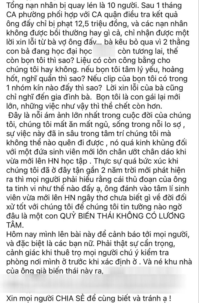 Sốc: Thêm vụ chủ trọ tại Hà Nội lắp camera quay lén trong phòng tắm nữ sinh, thản nhiên thừa nhận mình lắp lâu rồi- Ảnh 2.