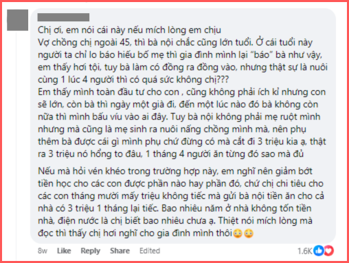 Lên mạng than nghèo nhưng chẳng ai thương: Chi 18 triệu cho con đi học không tiếc, tiếc 3 triệu tiền ăn gửi mẹ chồng- Ảnh 3.