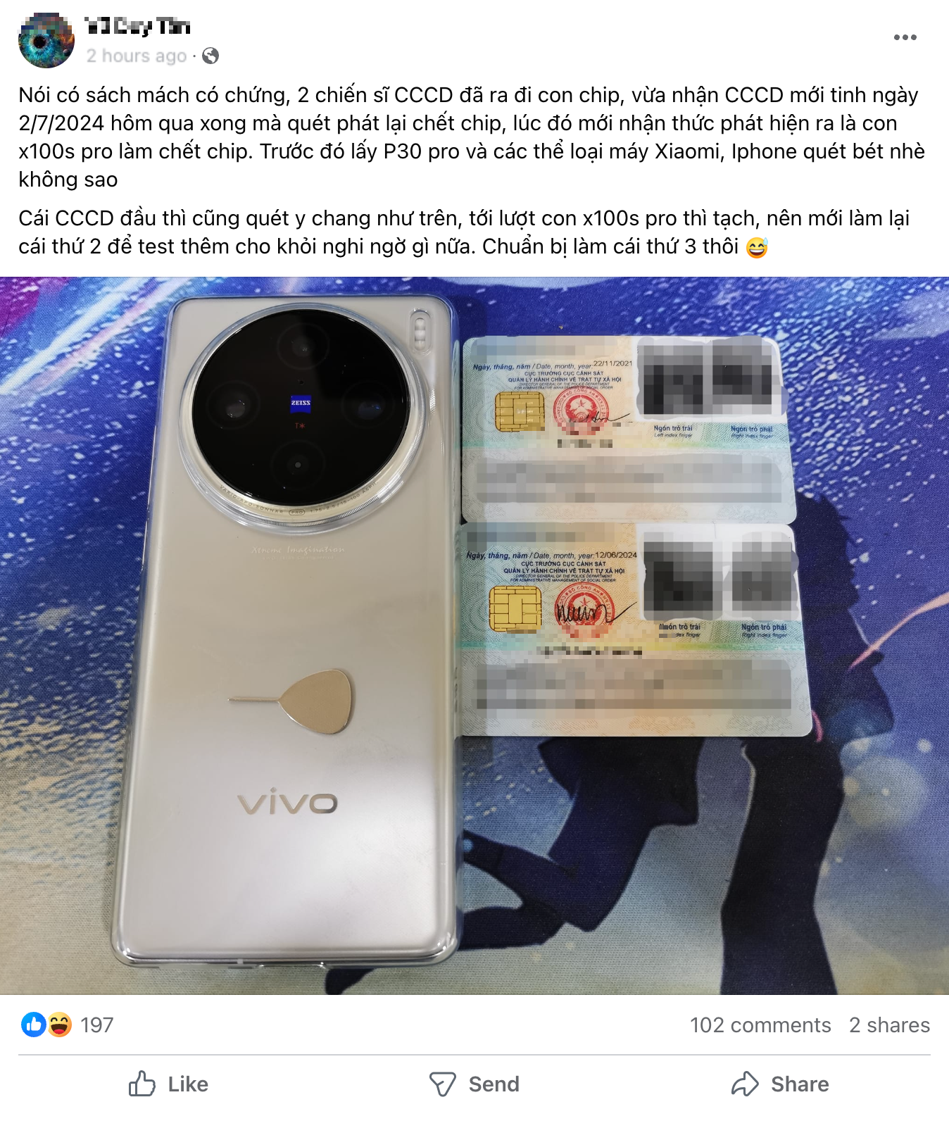 Người dùng tố điện thoại làm hỏng chip CCCD, hãng Vivo nói gì?- Ảnh 2. Người dùng tố điện thoại làm hỏng chip CCCD, hãng Vivo nói gì?- Ảnh 2.
