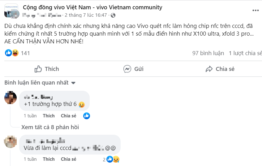 Người dùng tố điện thoại làm hỏng chip CCCD, hãng Vivo nói gì?- Ảnh 1. Người dùng tố điện thoại làm hỏng chip CCCD, hãng Vivo nói gì?- Ảnh 1.