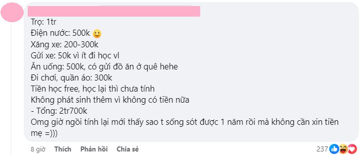 Tranh cãi kịch liệt: Sinh viên lên thành phố học cần hơn 13,5 triệu đồng/tháng cho chi phí sinh hoạt, dân mạng nhận xét tiêu hoang thế này thì bố mẹ ở quê bán đất cũng không nuôi nổi- Ảnh 7.