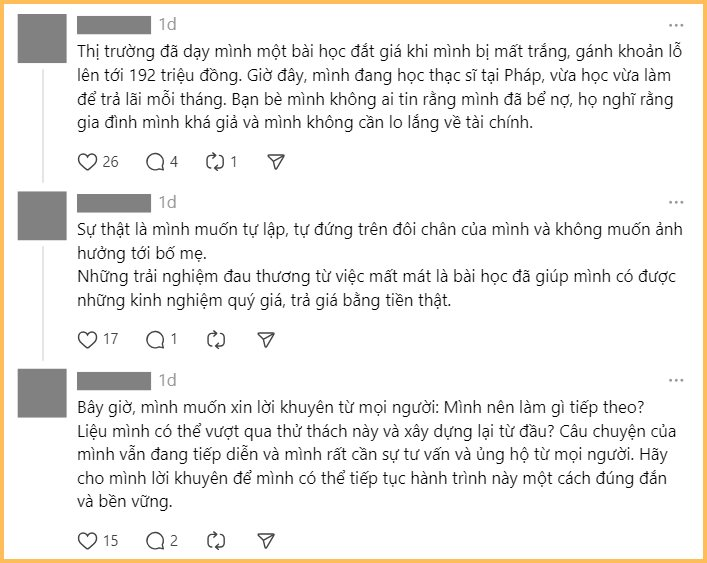 21 tuổi làm cú tất tay đầu tư bằng 300 triệu, 24 tuổi ngậm ngùi ôm cục nợ đến 700 triệu: Lời cảnh tỉnh cho các Gen Z mới bước một chân vào đời đã ham làm giàu nhanh từ chứng khoán- Ảnh 3.