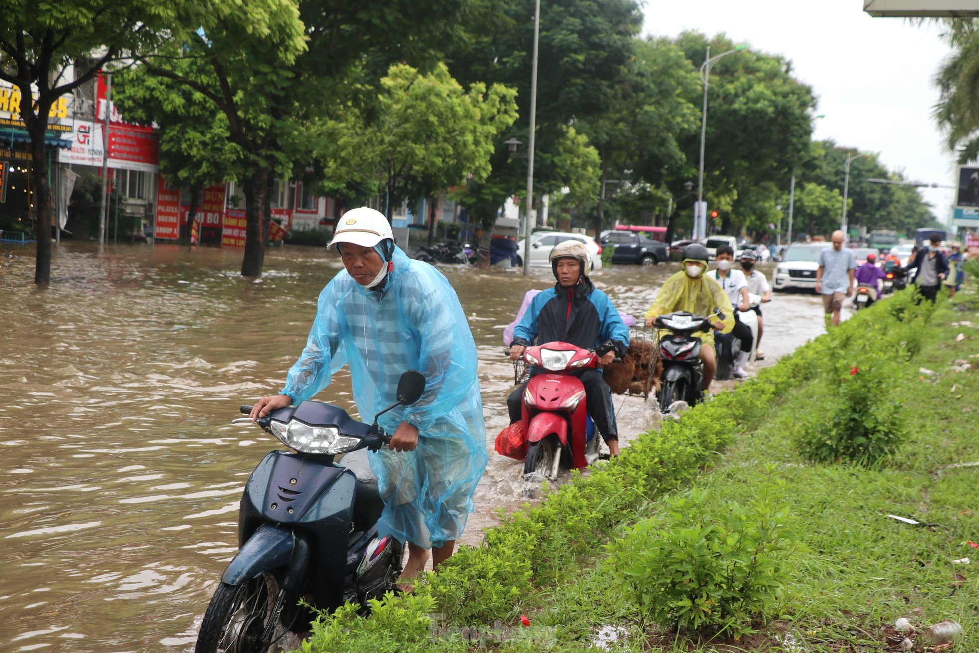 'Ốc đảo triệu đô' ngập sâu, người dân vật vã lội nước đi làm- Ảnh 15.