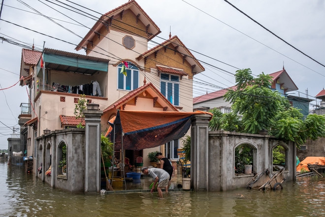 Một tuần sống cùng nước lũ của người dân ngoại thành Hà Nội: Chèo thuyền đi chợ, thả lưới bắt cá trước nhà- Ảnh 22.