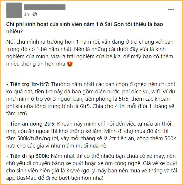 Sinh viên ở TP.HCM mỗi tháng tiêu hết 6 triệu: Nghe tưởng nhiều nhưng “soi” chi tiết cũng chẳng cắt giảm được khoản nào- Ảnh 2.