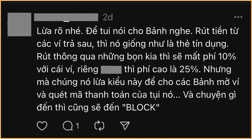 Lên Threads rủ nhau mở ví trả sau rút tiền rồi khóa ví để không phải trả: Tỉnh lại đi các “bảnh” ơi!- Ảnh 7.