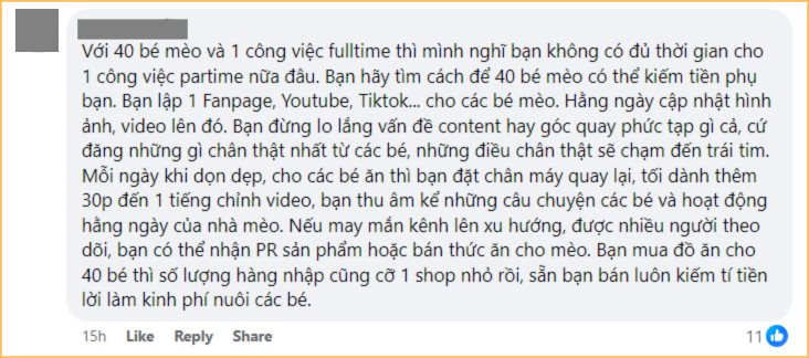 35 tuổi, lương 12 triệu không đủ sống còn nuôi 40 con mèo, người phụ nữ khiến CĐM bức xúc: “Thương động vật nhưng cũng phải thương bố mẹ mình nữa chứ!”- Ảnh 7.