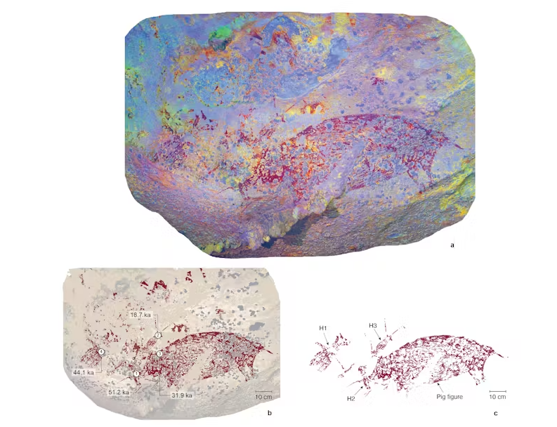 Không phải Tây Ban Nha, bức tranh hang động cổ nhất thế giới ở Đông Nam Á: Niên đại tới 51.200 năm tuổi- Ảnh 3. Không phải Tây Ban Nha, bức tranh hang động cổ nhất thế giới ở Đông Nam Á: Niên đại tới 51.200 năm tuổi- Ảnh 3.