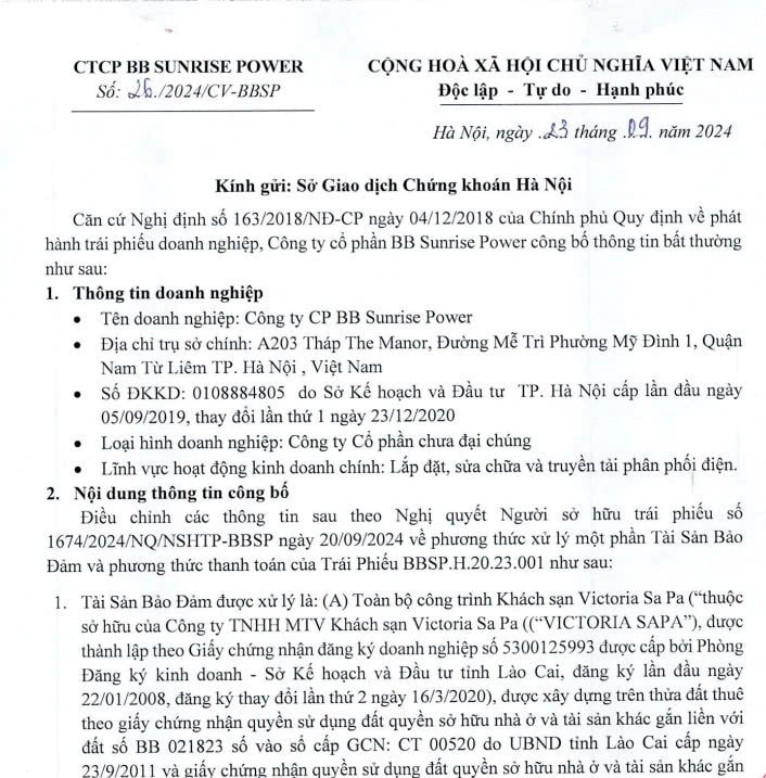 Công ty năng lượng của ông Vũ Quang Bảo muốn bán toàn bộ khách sạn tại Sa Pa để trả nợ trái phiếu- Ảnh 2.