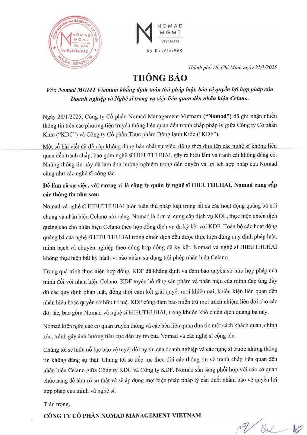 Công ty quản lý của Hieuthuhai lên tiếng sau thông tin bị cấm quảng cáo Celano- Ảnh 2.