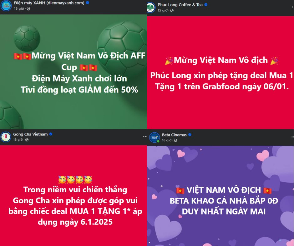 Loạt thương hiệu 'chơi lớn' mừng Việt Nam vô địch: Điện Máy Xanh giảm đến 50% giá tivi, Phúc Long mua 1 tặng 1, Beta miễn phí bắp rang- Ảnh 2.