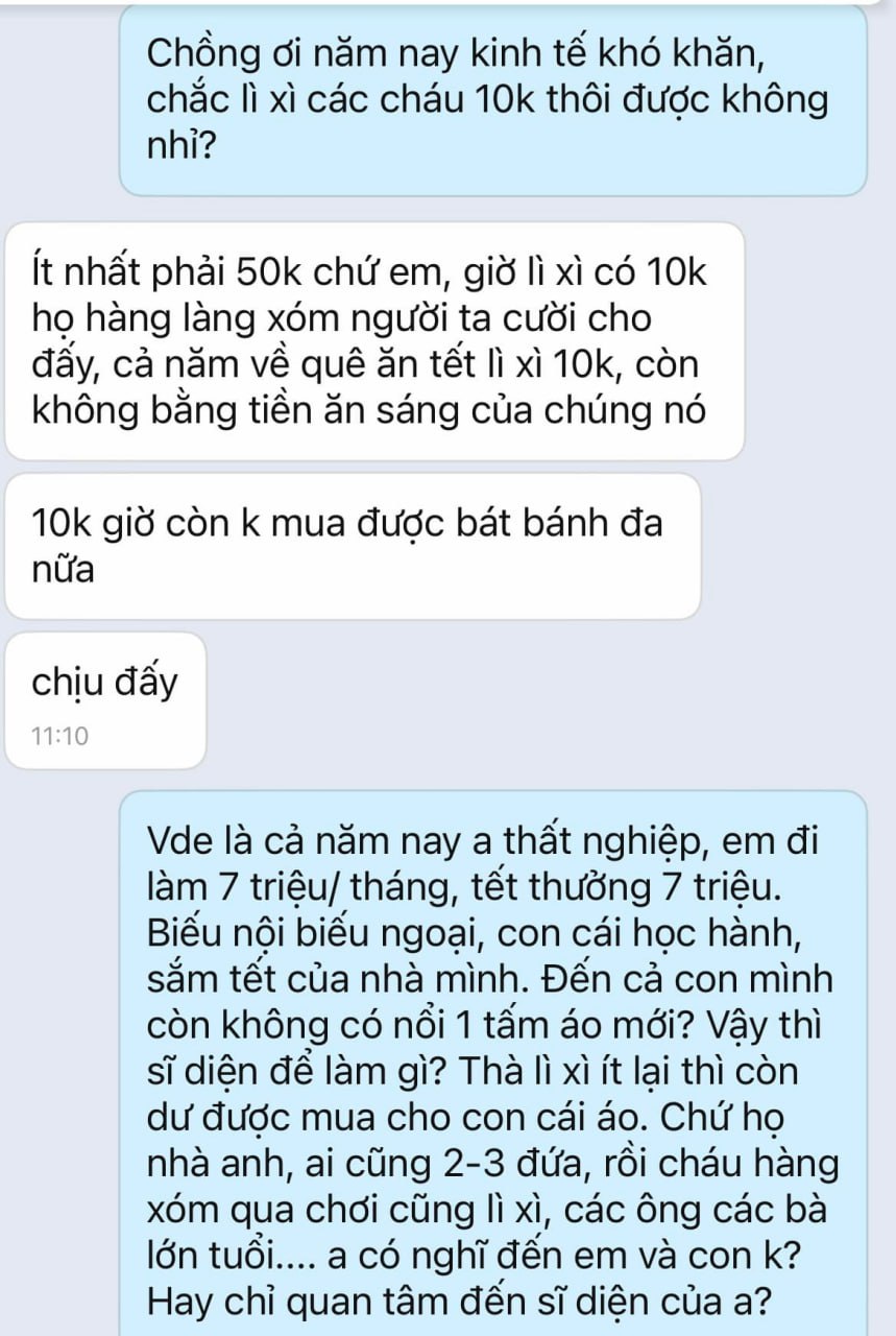 Lì xì 10 nghìn hay 50 nghìn khi chồng thất nghiệp cả năm? - Nghe tâm sự xót xa của cô vợ, CĐM liền hiến kế hay!- Ảnh 2.