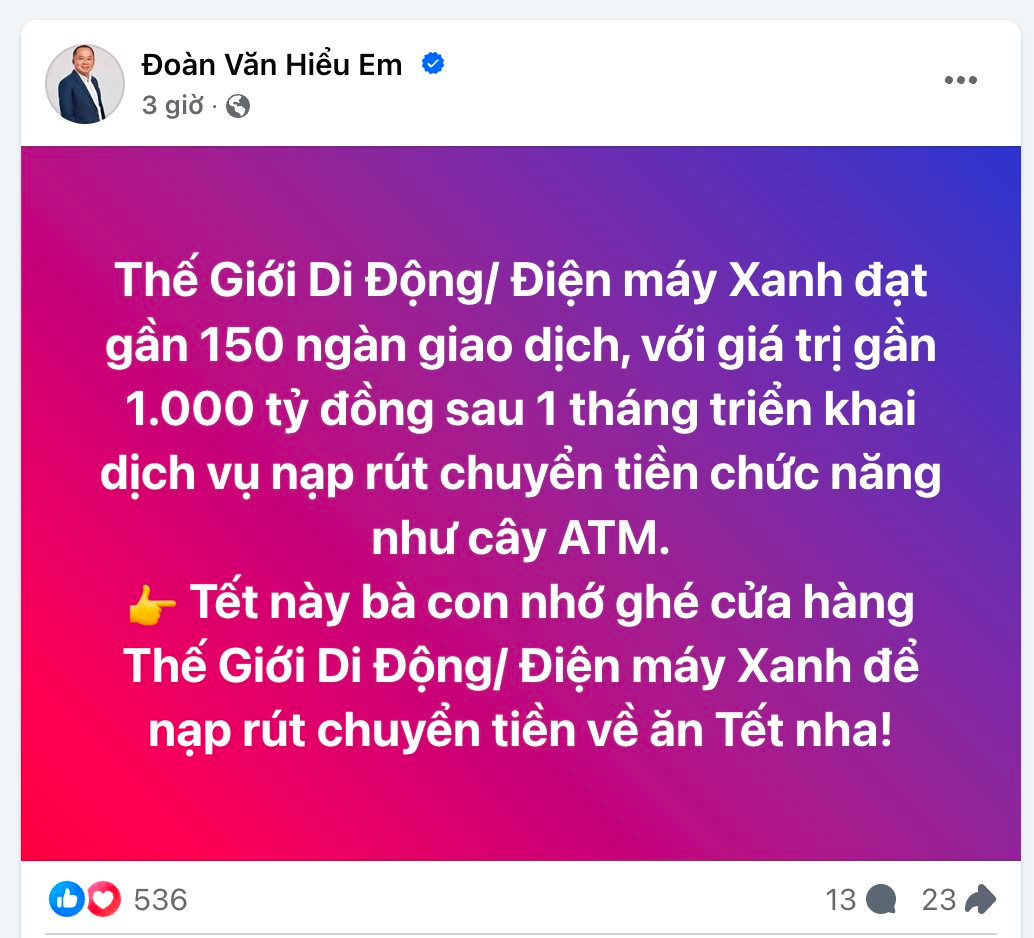 "Cây ATM" của Thế Giới Di Động đã nạp, rút, chuyển gần 1.000 tỷ chỉ sau 1 tháng triển khai- Ảnh 2.