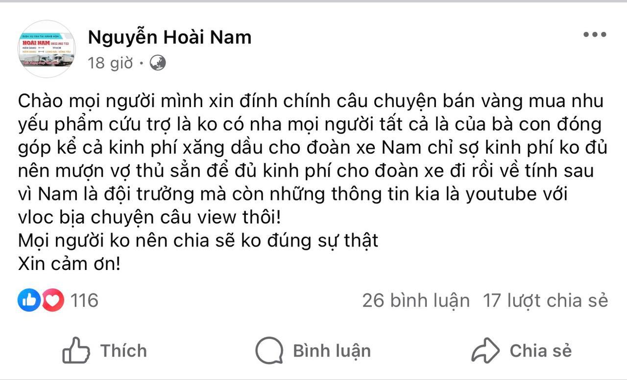 Đội trưởng xe 68 lên tiếng về thông tin "bán vàng của vợ" mua nhu yếu phẩm cứu trợ người dân vùng lũ - Ảnh 1. Đội trưởng xe 68 lên tiếng về thông tin "bán vàng của vợ" mua nhu yếu phẩm cứu trợ người dân vùng lũ - Ảnh 1.