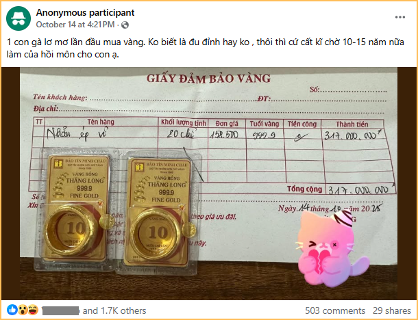 Mua vàng để dành 15 năm nữa cho con: Mẹ lo xa nhưng đỉnh!- Ảnh 2. Mua vàng để dành 15 năm nữa cho con: Mẹ lo xa nhưng đỉnh!- Ảnh 2.