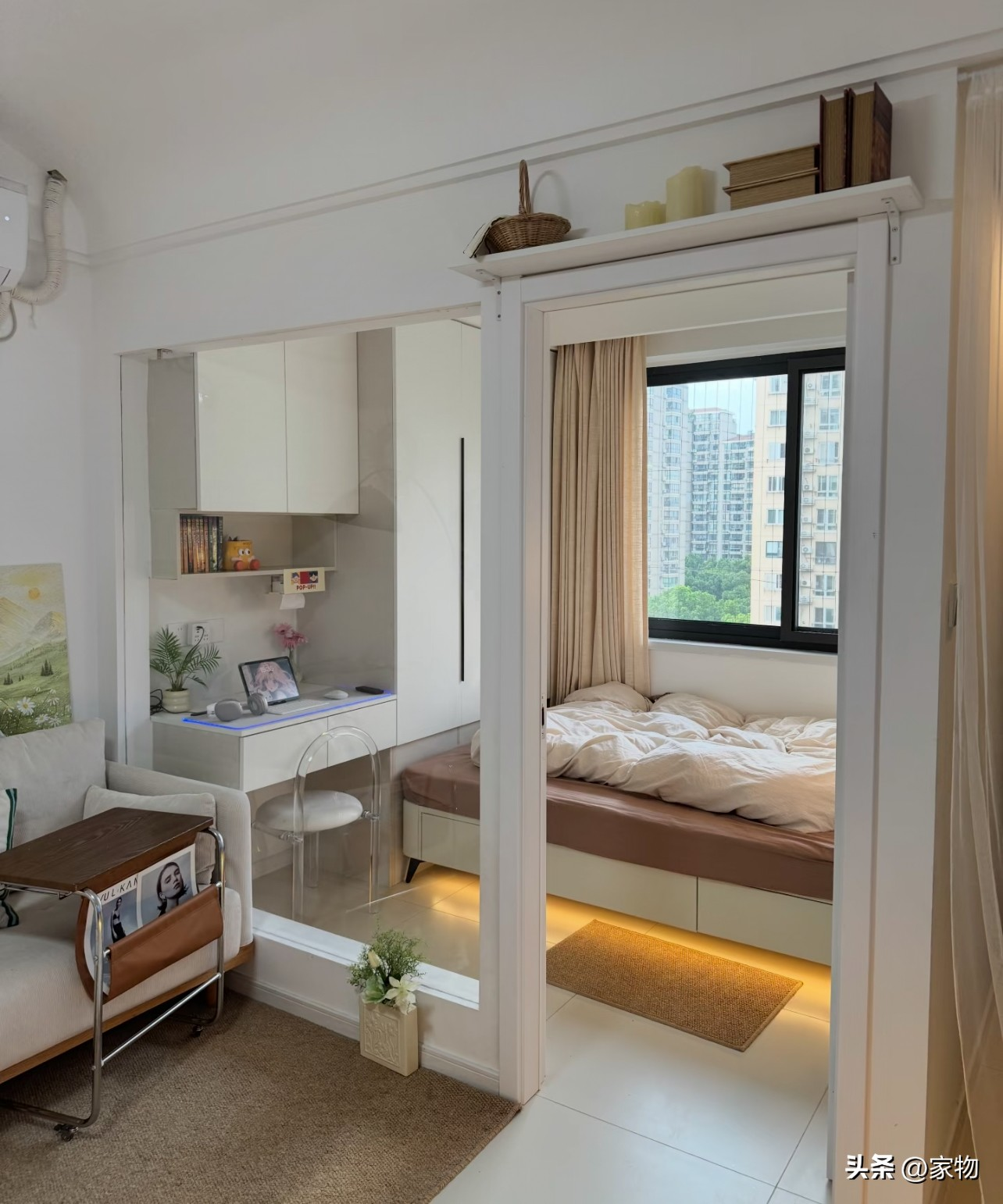 Ảo diệu nhà nhỏ: Biến phòng khách thành 2 trong 1, chỉ 1 vách kính có thêm ngay phòng ngủ 5m²- Ảnh 2. Ảo diệu nhà nhỏ: Biến phòng khách thành 2 trong 1, chỉ 1 vách kính có thêm ngay phòng ngủ 5m²- Ảnh 2.