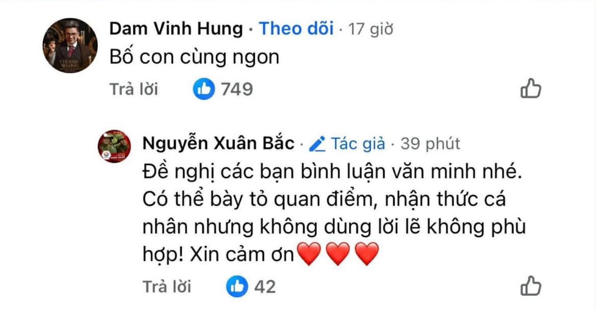 Đàm Vĩnh Hưng vội vàng sửa và xoá bình luận sau khi Cục trưởng Xuân Bắc nhắc nhở- Ảnh 2. Đàm Vĩnh Hưng vội vàng sửa và xoá bình luận sau khi Cục trưởng Xuân Bắc nhắc nhở- Ảnh 2.