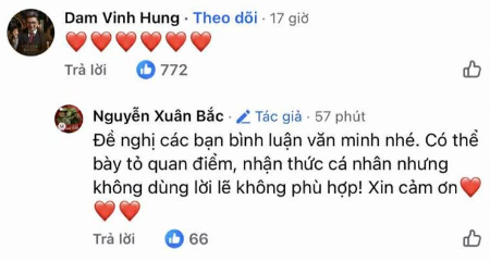 Đàm Vĩnh Hưng vội vàng sửa và xoá bình luận sau khi Cục trưởng Xuân Bắc nhắc nhở- Ảnh 3. Đàm Vĩnh Hưng vội vàng sửa và xoá bình luận sau khi Cục trưởng Xuân Bắc nhắc nhở- Ảnh 3.