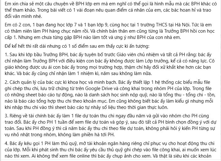 Khoe Trưởng Ban phụ huynh lớp con mình siêu đỉnh, là "hình mẫu" đáng học hỏi, một phụ huynh nhận được bình luận cực thấm! - Ảnh 1. Khoe Trưởng Ban phụ huynh lớp con mình siêu đỉnh, là "hình mẫu" đáng học hỏi, một phụ huynh nhận được bình luận cực thấm! - Ảnh 1.