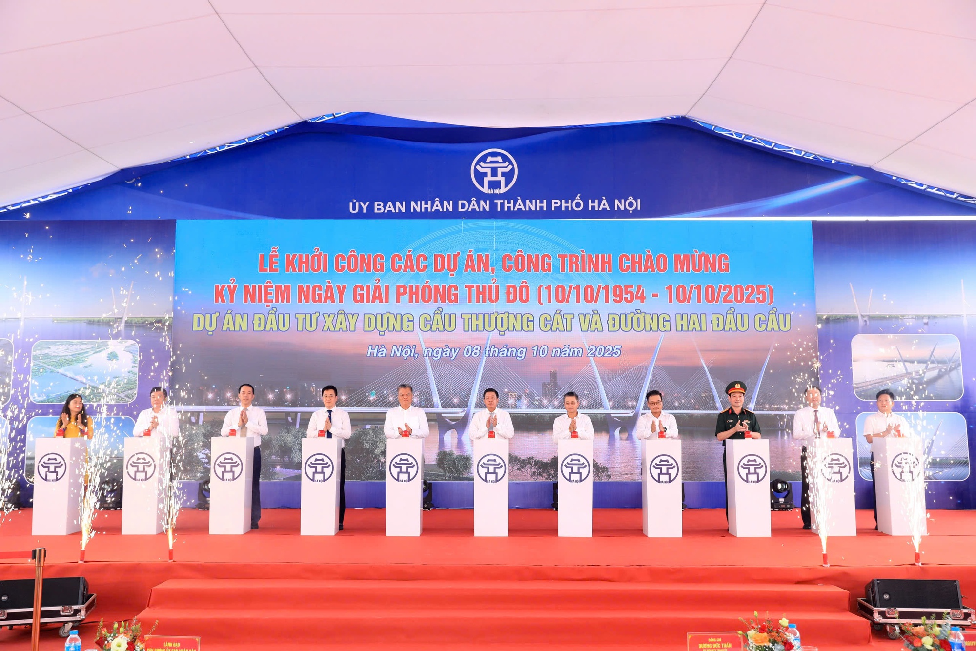 Hà Nội khởi công Dự án cầu Thượng Cát kết nối bờ Bắc sông Hồng với trung tâm Thủ đô 2 Hà Nội khởi công Dự án cầu Thượng Cát - Cầu thứ 6 bắc qua sông Hồng trong năm 2025 - Ảnh 2.