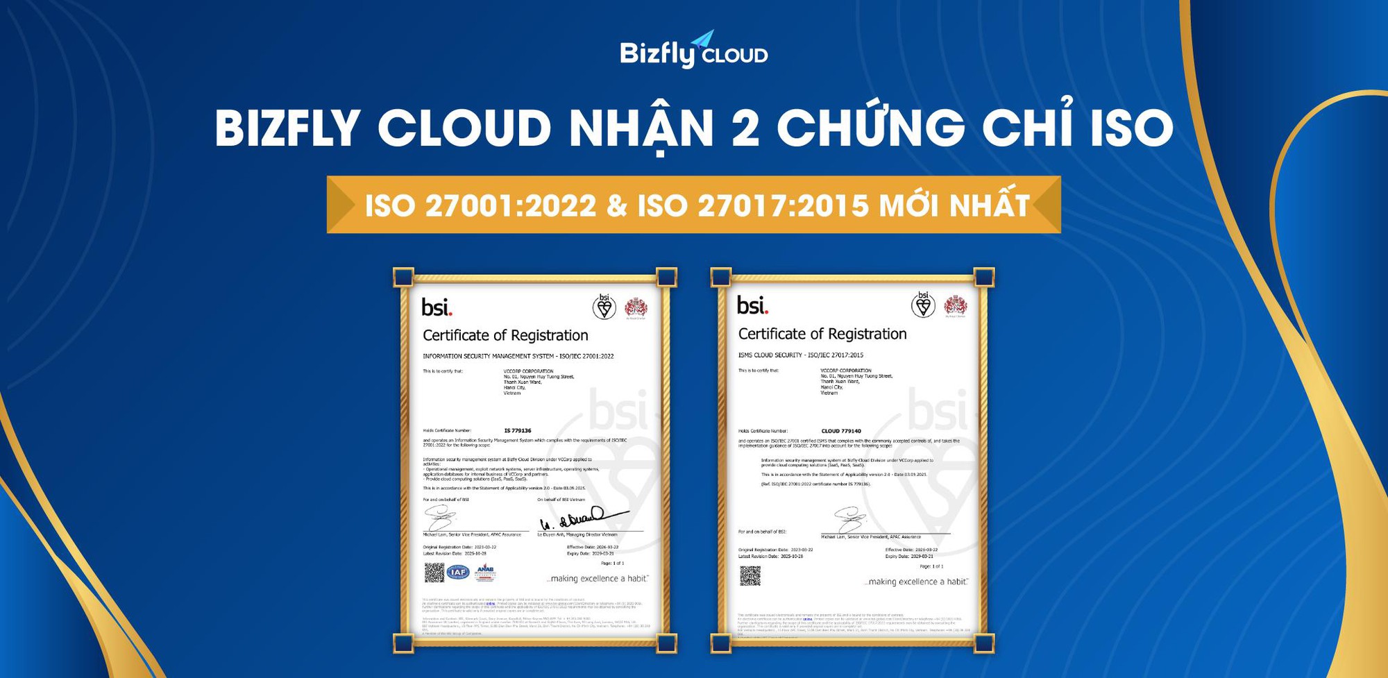 Bizfly Cloud nâng cấp thành công hai chứng chỉ ISO 27001:2022 và ISO 27017:2015 mới nhất - Ảnh 1.