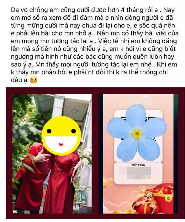 Cô dâu đăng mã QR, "truy thu" tiền mừng cưới: Một số người đã lặng lẽ chuyển khoản- Ảnh 1.