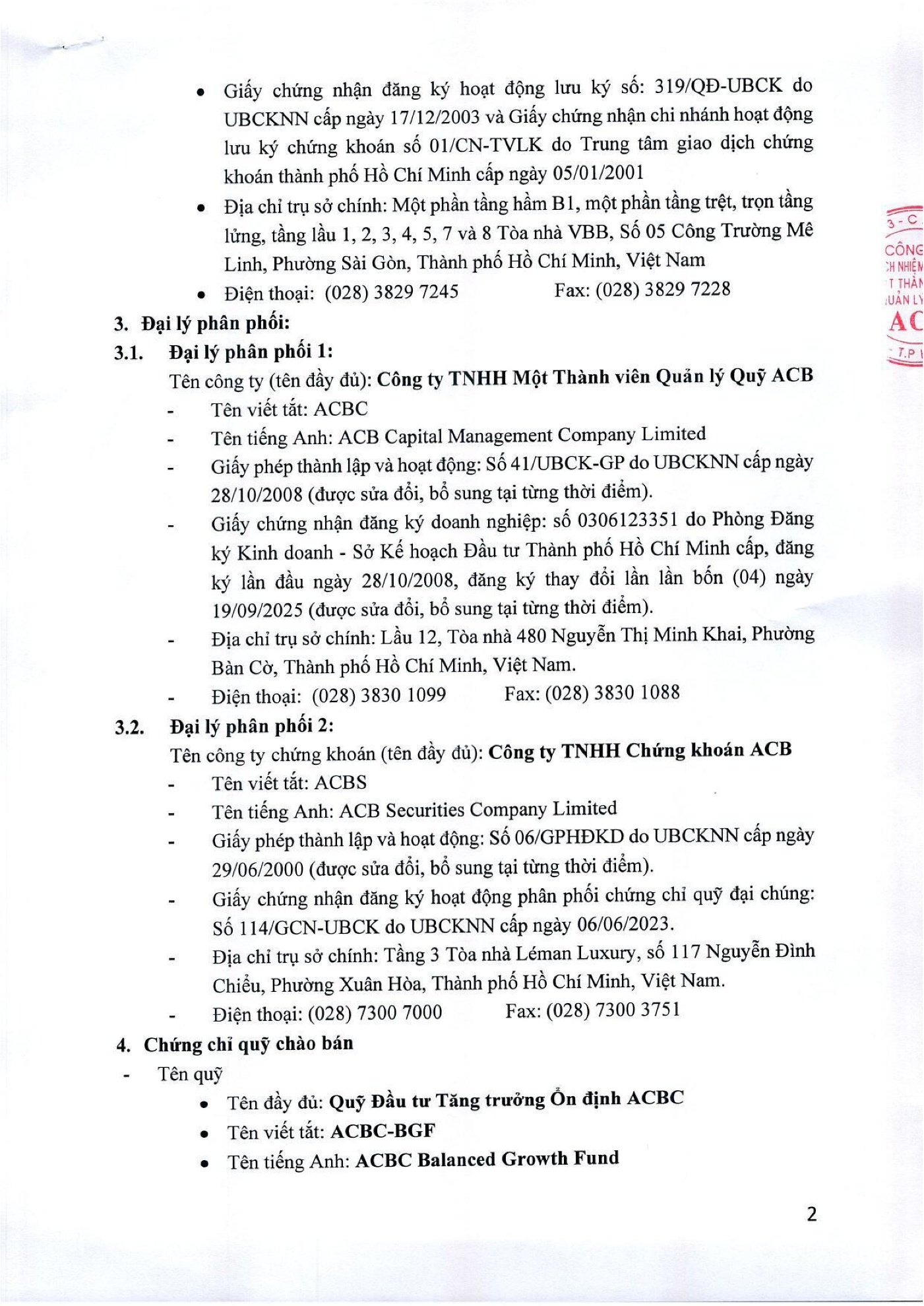 Công ty TNHH MTV Quản lý Quỹ ACB (ACBC) thông báo chào bán chứng chỉ Quỹ ACBC-BGF ra công chúng - Ảnh 2.