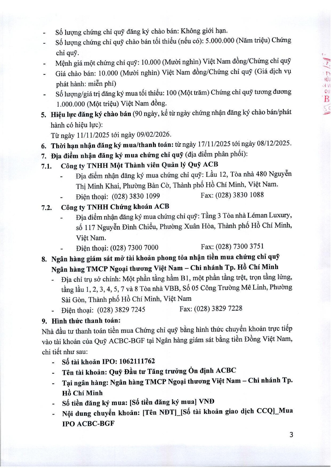 Công ty TNHH MTV Quản lý Quỹ ACB (ACBC) thông báo chào bán chứng chỉ Quỹ ACBC-BGF ra công chúng - Ảnh 3.