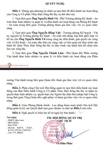 Thủy điện Sông Ba Hạ phân công nhiệm vụ mới khi Tổng Giám đốc nghỉ phép - Ảnh 2. Thủy điện Sông Ba Hạ phân công nhiệm vụ mới khi Tổng Giám đốc nghỉ phép - Ảnh 2.