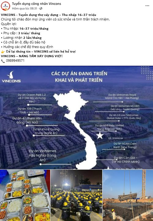 VinCons tuyển dụng lớn nhất ngành xây dựng: 100 . 000 Lao động , lương đến 40 triệu / tháng - Ảnh 2. VinCons tuyển dụng lớn nhất ngành xây dựng: 100 . 000 Lao động , lương đến 40 triệu / tháng - Ảnh 2.