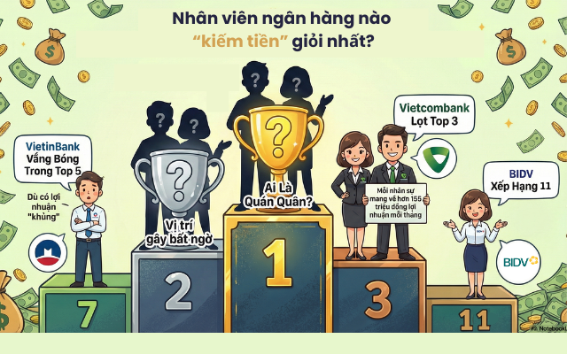 Xếp hạng lợi nhuận nhân viên ngân hàng: Techcombank dẫn đầu , Vietcombank chỉ xếp thứ ba - Ảnh 1. Xếp hạng lợi nhuận nhân viên ngân hàng: Techcombank dẫn đầu , Vietcombank chỉ xếp thứ ba - Ảnh 1.