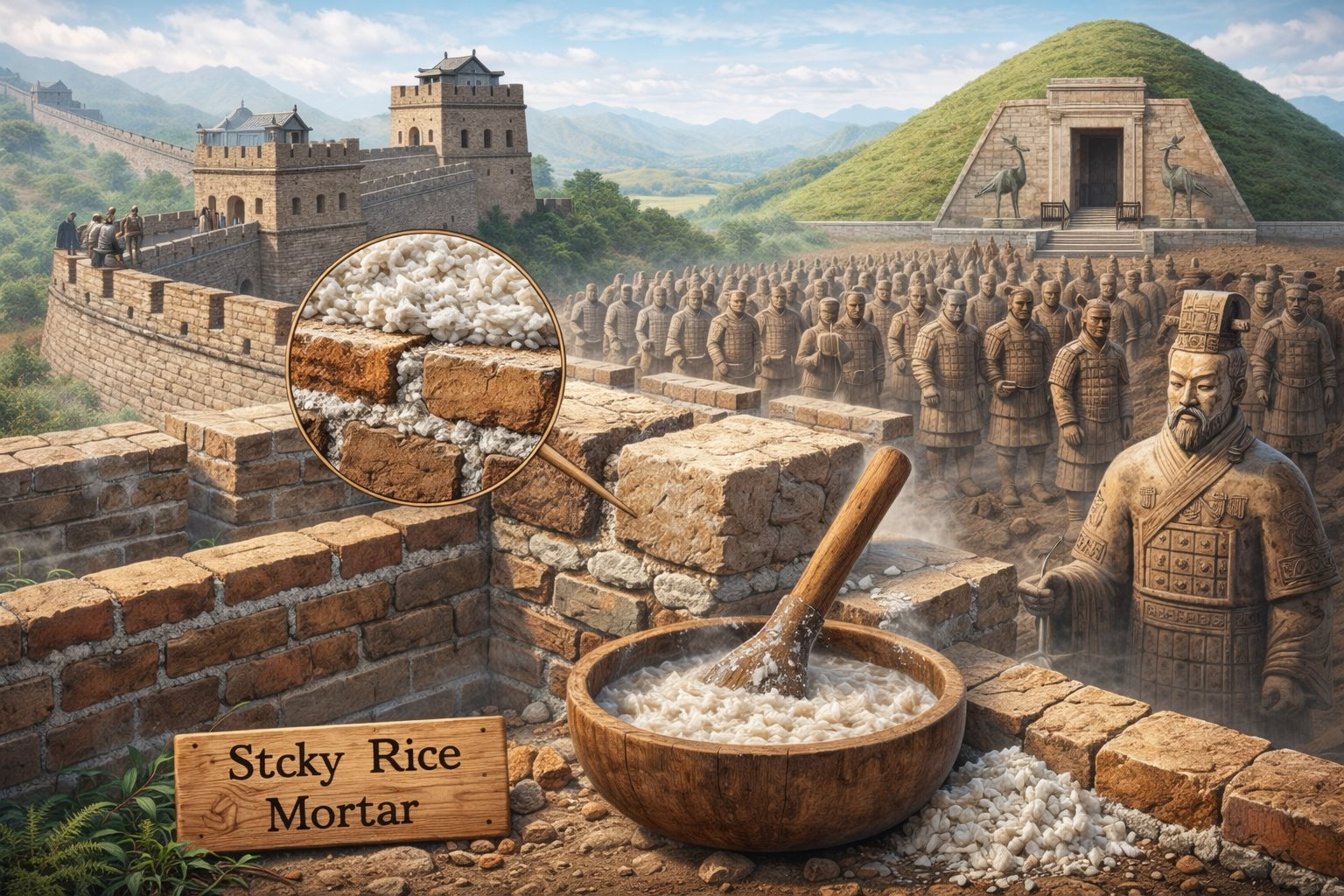 Xi măng gạo nếp của Tần Thủy Hoàng: Công nghệ vật liệu bền vững nghìn năm tuổi - Ảnh 1. Xi măng gạo nếp của Tần Thủy Hoàng: Công nghệ vật liệu bền vững nghìn năm tuổi - Ảnh 1.