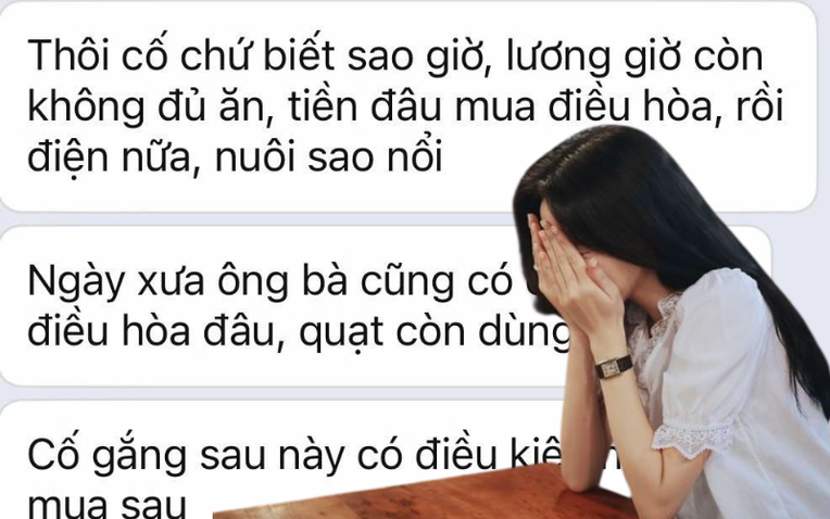 Đoạn chat của cặp vợ chồng khiến nhiều người xót xa: “Lương còn không đủ ăn, tiền đâu mà mua điều hòa…”- Ảnh 1.