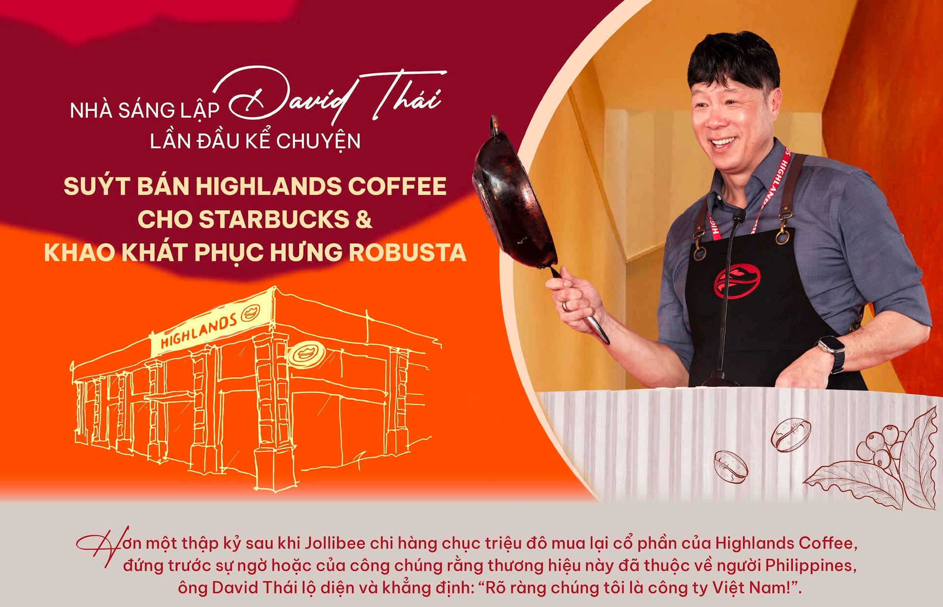 Nhà sáng lập David Thái lần đầu kể chuyện suýt bán Highlands Coffee cho Starbucks và khao khát phục hưng Robusta: Tôi kiếm tiền ở chỗ khác, rồi dồn cả vào Highlands!- Ảnh 1. Nhà sáng lập David Thái lần đầu kể chuyện suýt bán Highlands Coffee cho Starbucks và khao khát phục hưng Robusta: Tôi kiếm tiền ở chỗ khác, rồi dồn cả vào Highlands!- Ảnh 1.