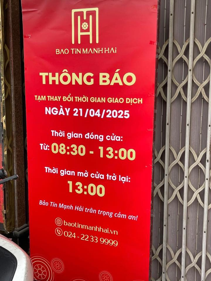 Tiệm vàng lớn ở Hà Nội thông báo tạm đóng cửa khiến nhiều người ngỡ ngàng, lý do là gì?- Ảnh 1. Tiệm vàng lớn ở Hà Nội thông báo tạm đóng cửa khiến nhiều người ngỡ ngàng, lý do là gì?- Ảnh 1.
