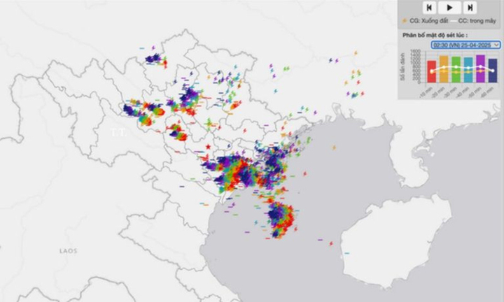 Chuyên gia lý giải nguyên nhân sét liên tục dội xuống miền Bắc rạng sáng nay- Ảnh 1.