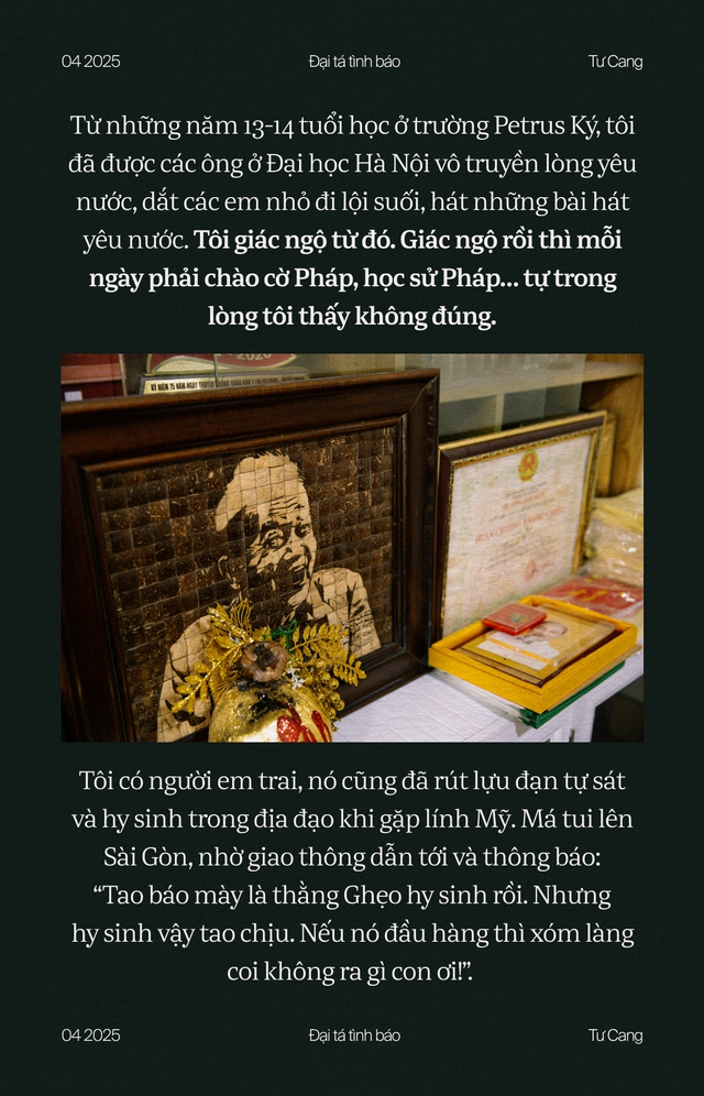 “Chạy không khom lưng thì chết!” - Gặp gỡ và lắng nghe những hồi ức từ trong địa đạo Củ Chi của Đại tá tình báo Tư Cang- Ảnh 8. “Chạy không khom lưng thì chết!” - Gặp gỡ và lắng nghe những hồi ức từ trong địa đạo Củ Chi của Đại tá tình báo Tư Cang- Ảnh 8.
