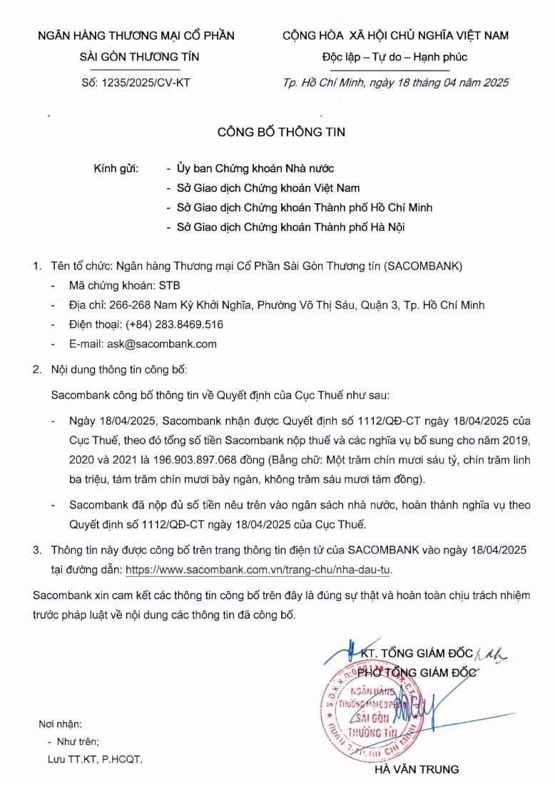 Sacombank kinh doanh ra sao sau khi vừa phải nộp 196,9 tỷ đồng tiền thuế và nghĩa vụ bổ sung theo yêu cầu của Cục Thuế?- Ảnh 2.