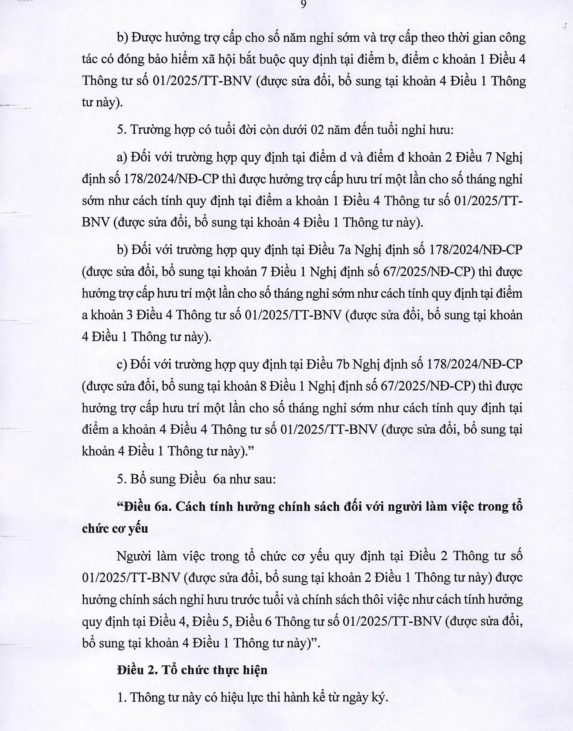 TOÀN VĂN: Thông tư 002/2025/TT-BNV sửa đổi, bổ sung hướng dẫn chế độ với cán bộ, CCVC, người lao động trong sắp xếp bộ máy- Ảnh 9. TOÀN VĂN: Thông tư 002/2025/TT-BNV sửa đổi, bổ sung hướng dẫn chế độ với cán bộ, CCVC, người lao động trong sắp xếp bộ máy- Ảnh 9.