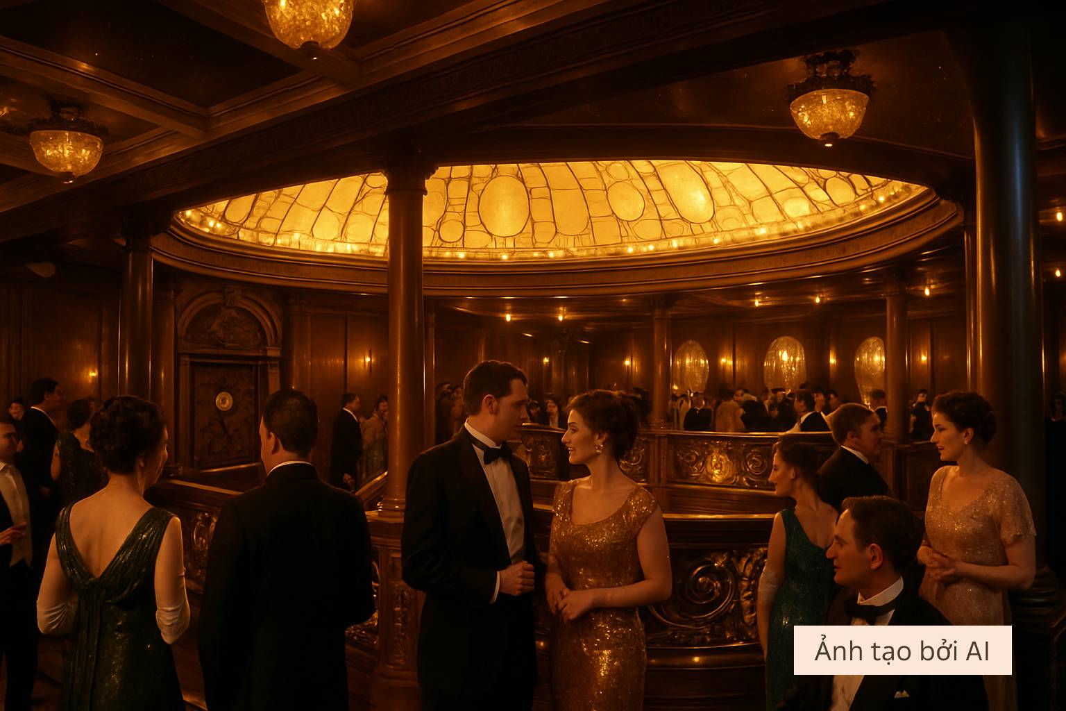 Khi AI tái hiện chân thực đêm tiệc cuối cùng trên tàu Titanic: Sự xa hoa tột cùng che mờ mọi hiểm họa- Ảnh 2.