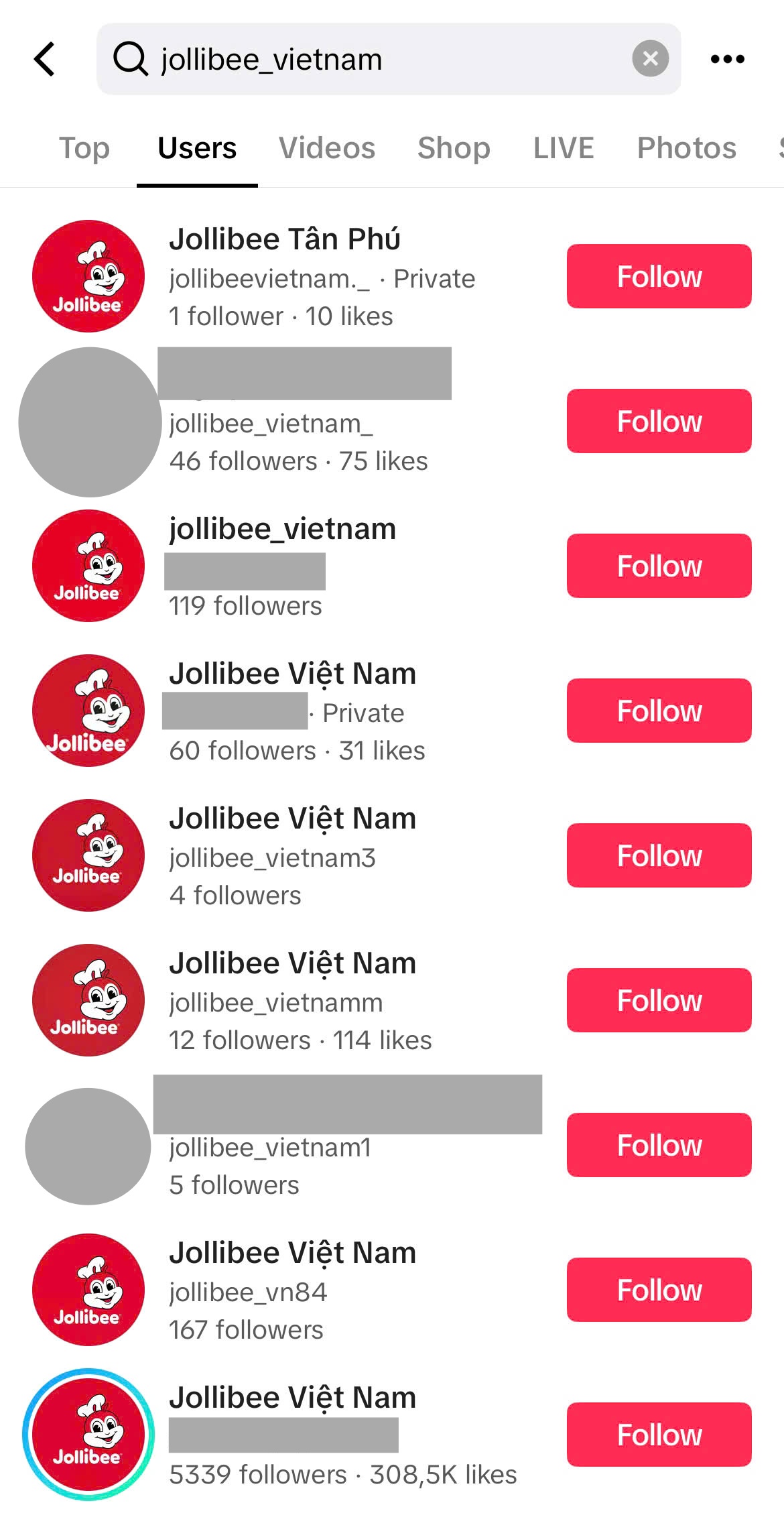 Jollibee Việt Nam bất ngờ bị cấm trên TikTok: Loạt tài khoản giả mạo vẫn tràn ngập- Ảnh 2.