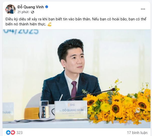 Phó Chủ tịch SHB đăng trạng thái “Điều kỳ diệu sẽ xảy ra khi tin vào bản thân…" giữa lúc cổ phiếu khuấy động sàn chứng khoán- Ảnh 4. Phó Chủ tịch SHB đăng trạng thái “Điều kỳ diệu sẽ xảy ra khi tin vào bản thân…" giữa lúc cổ phiếu khuấy động sàn chứng khoán- Ảnh 4.