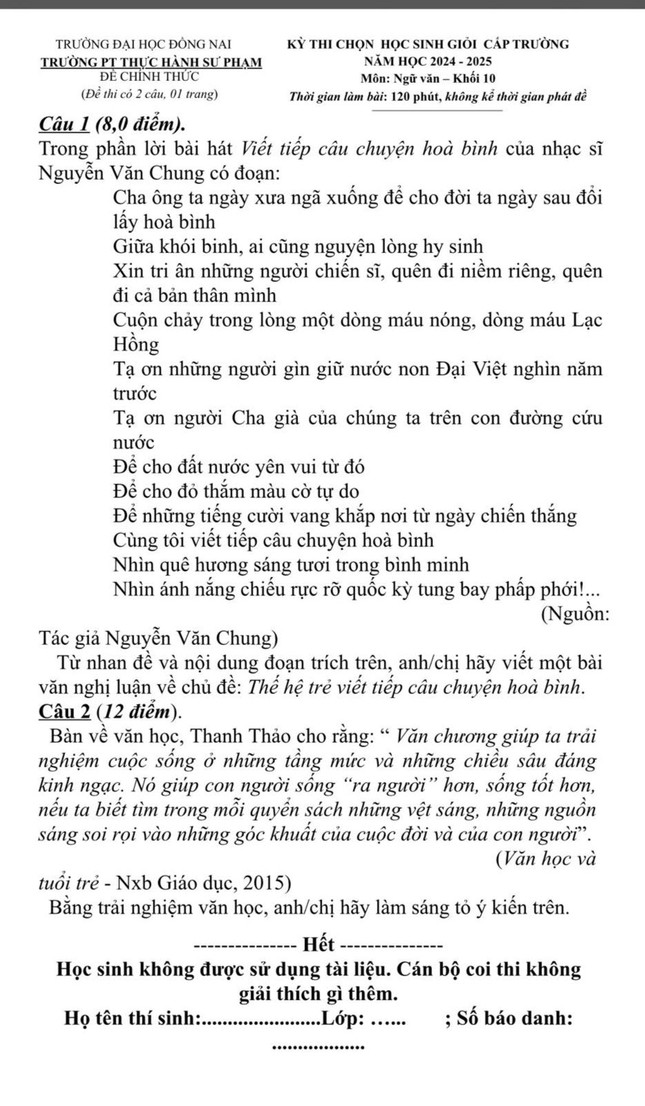 Ca khúc hàng tỷ lượt xem của nhạc sĩ Nguyễn Văn Chung vào đề thi văn, khán giả nói 'khó được điểm cao'- Ảnh 1.