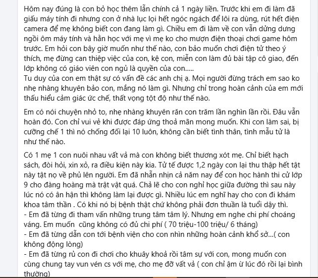 Lời cầu cứu thu hút hơn 1k lượt like của phụ huynh Hà Nội: Nghe những gì con trai chị làm, nhiều người khuyên phải xử lý sớm!- Ảnh 2.