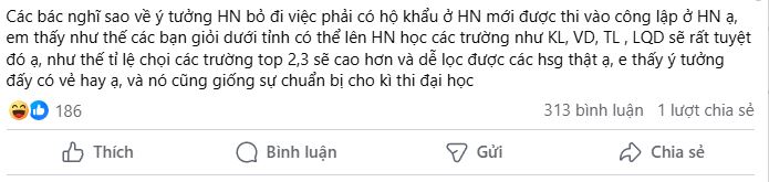 Nêu đề xuất cho kỳ thi lớp 10, một bà mẹ khiến hội phụ huynh hốt hoảng: Xin chị, Hà Nội đủ quá tải rồi!- Ảnh 1. Nêu đề xuất cho kỳ thi lớp 10, một bà mẹ khiến hội phụ huynh hốt hoảng: Xin chị, Hà Nội đủ quá tải rồi!- Ảnh 1.