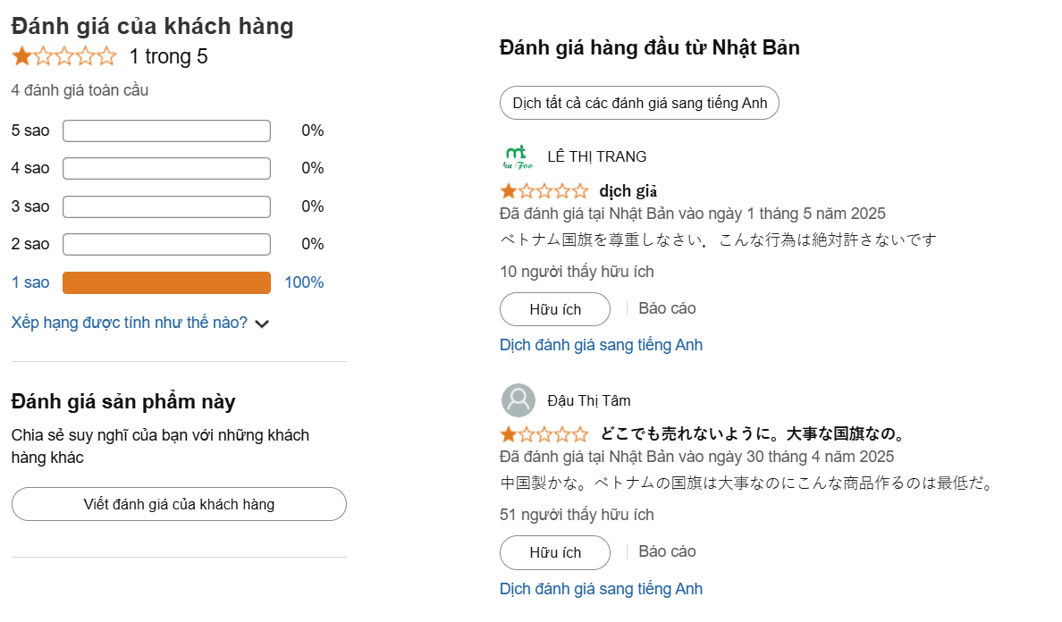 Cộng đồng mạng kêu gọi tẩy chay sàn thương mại điện tử Amazon vì Quốc kỳ Việt Nam- Ảnh 1.