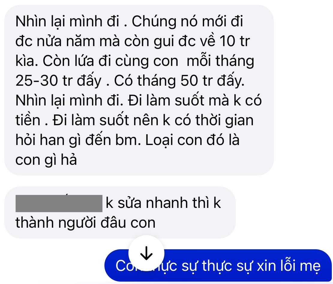 Xin khất 1 tháng không gửi tiền về nhà, cô gái thắt tim khi đọc tin nhắn của mẹ: "Chúng nó mới đi nửa năm còn gửi về 10 triệu"- Ảnh 1.