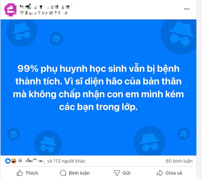 Phát ngôn "99% phụ huynh học sinh bị bệnh" này, ông bố ở TP.HCM bị chỉ trích: Phiến diện!- Ảnh 1. Phát ngôn "99% phụ huynh học sinh bị bệnh" này, ông bố ở TP.HCM bị chỉ trích: Phiến diện!- Ảnh 1.